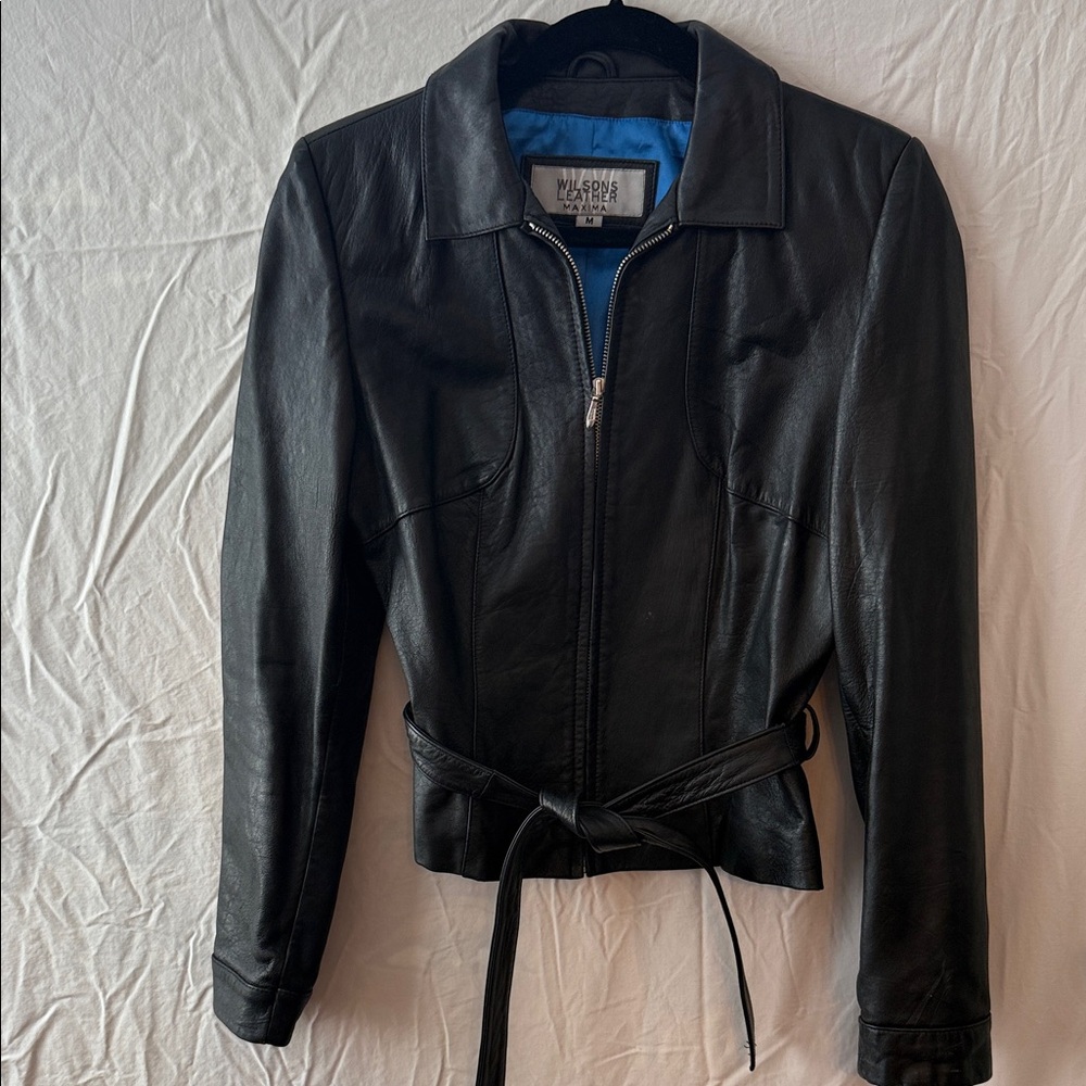 Wilsons Leather Black Jacket with Belt